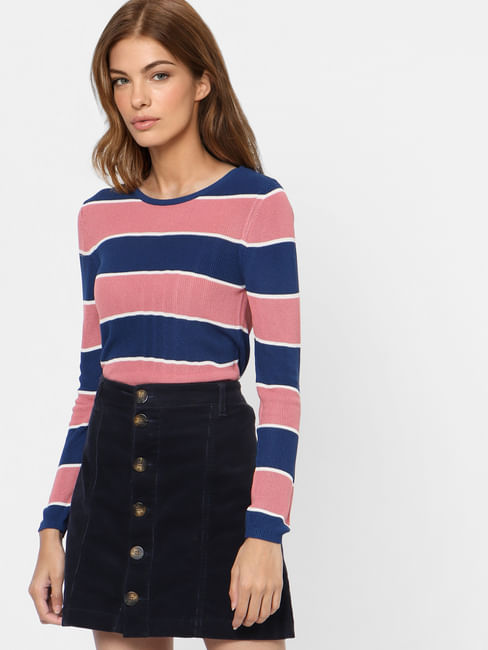 Blue & Pink Striped Pullover