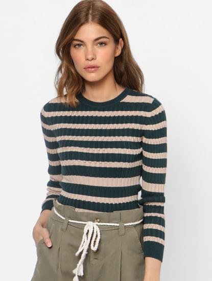 Green Striped Pullover 