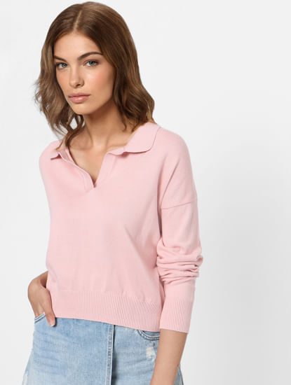 Pink Collared Pullover