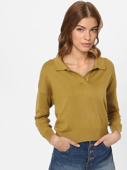 Olive Green Collared Pullover