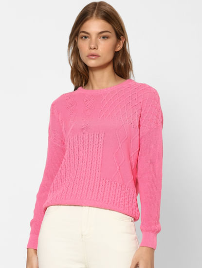 Pink Cable Knit Pullover