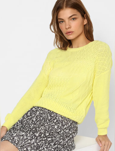 Yellow Cable Knit Pullover