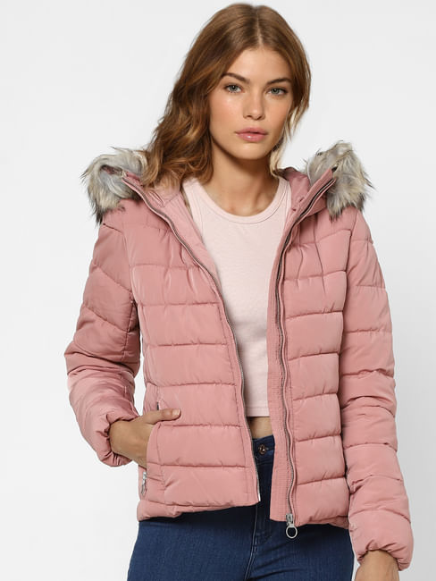 Pink Hooded Parka Jacket