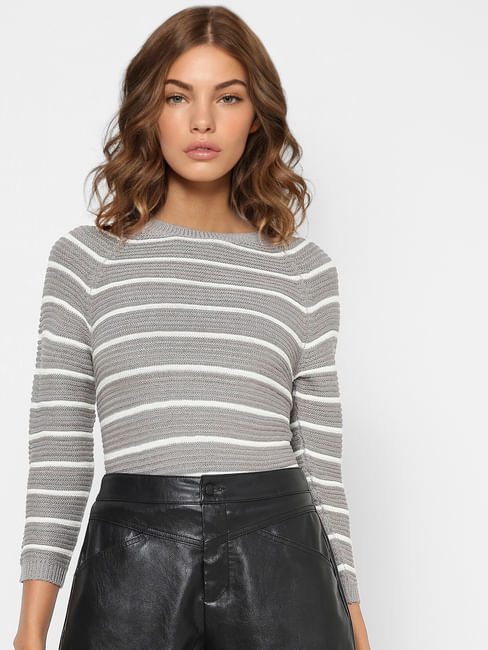 Grey Striped Pullover 