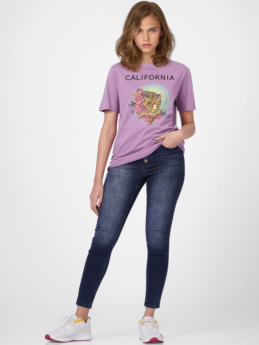 Purple Graphic Print T-shirt for Women