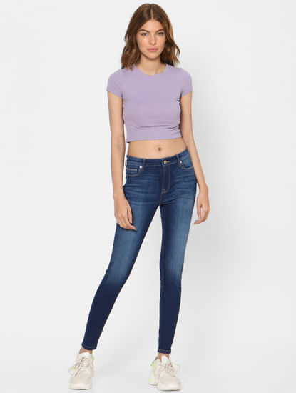 Blue Mid Rise Skinny Jeans 