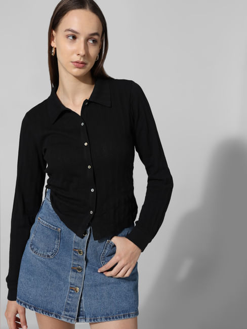 Black Knitted Cotton Shirt