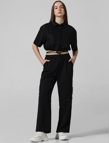 Black Linen Co-ord Set Shirt