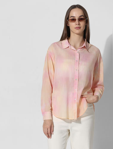 Pink Tie-Dye Print Shirt