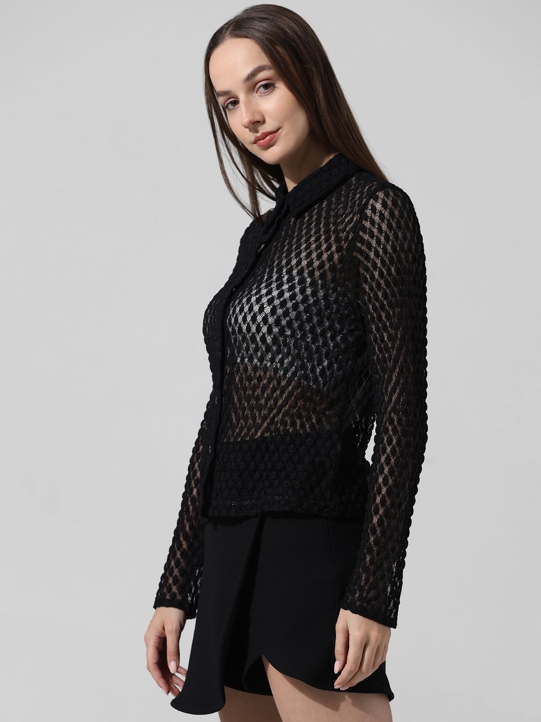 Lace mesh shirt on sale