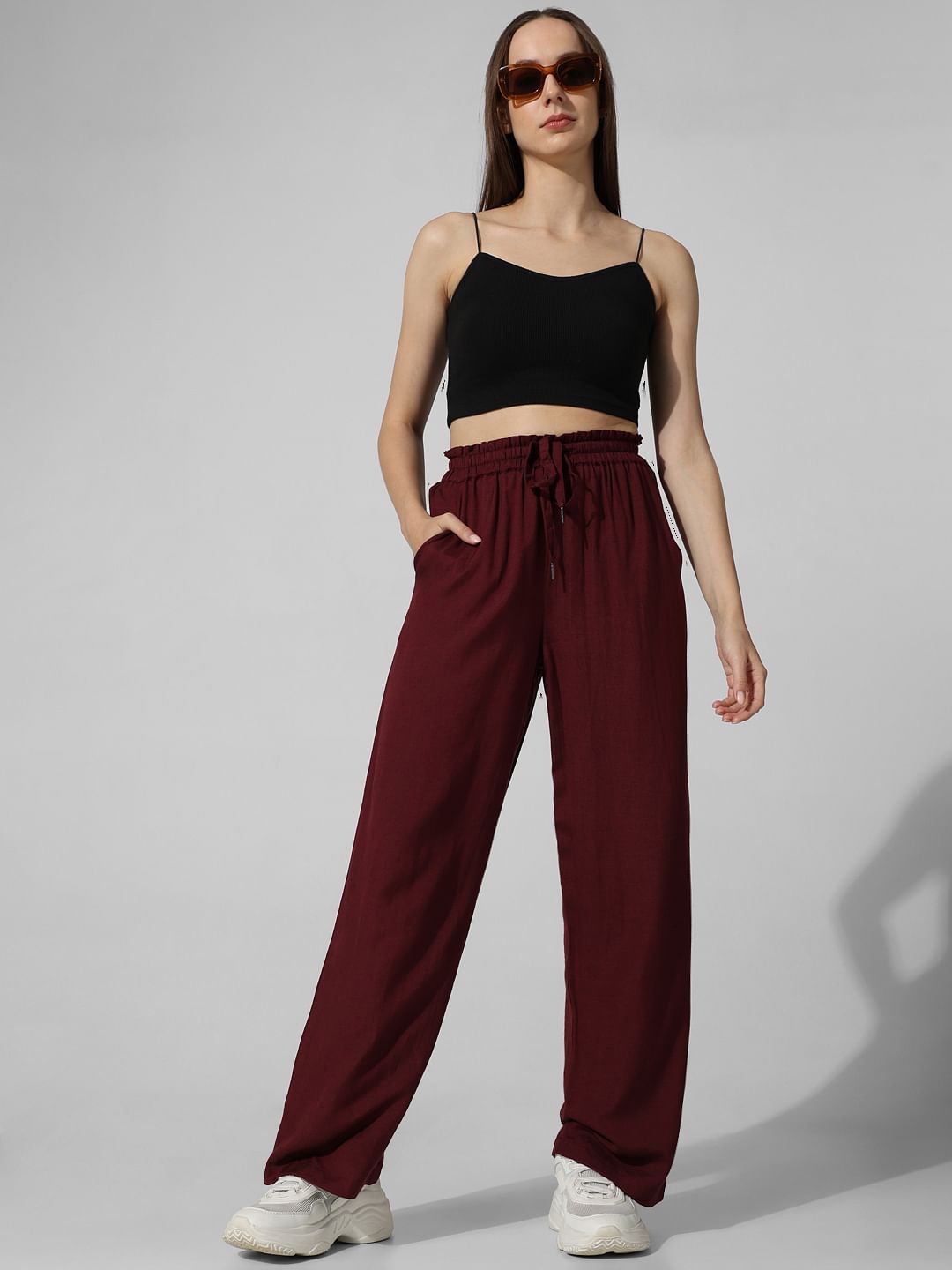 Maroon on sale linen pants