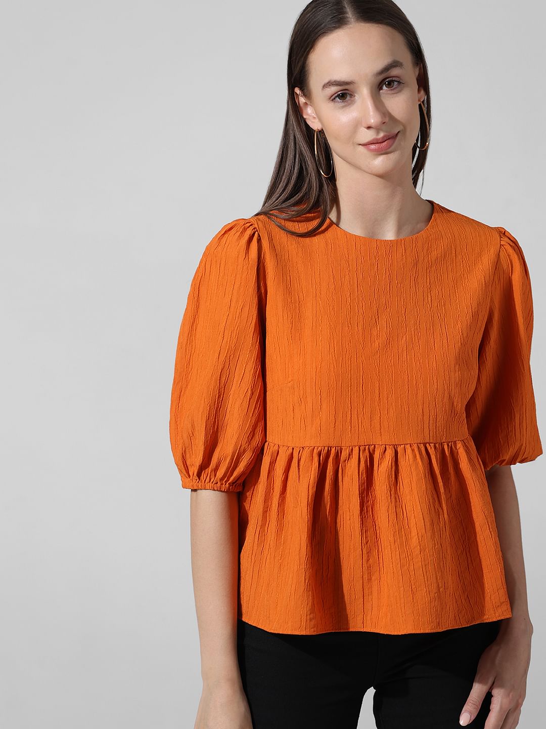 Orange peplum sales top