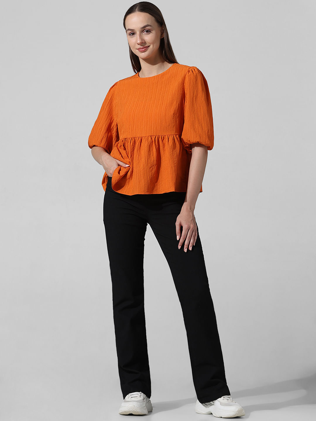 Orange cheap peplum top