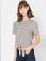 White Striped Front Knot Top