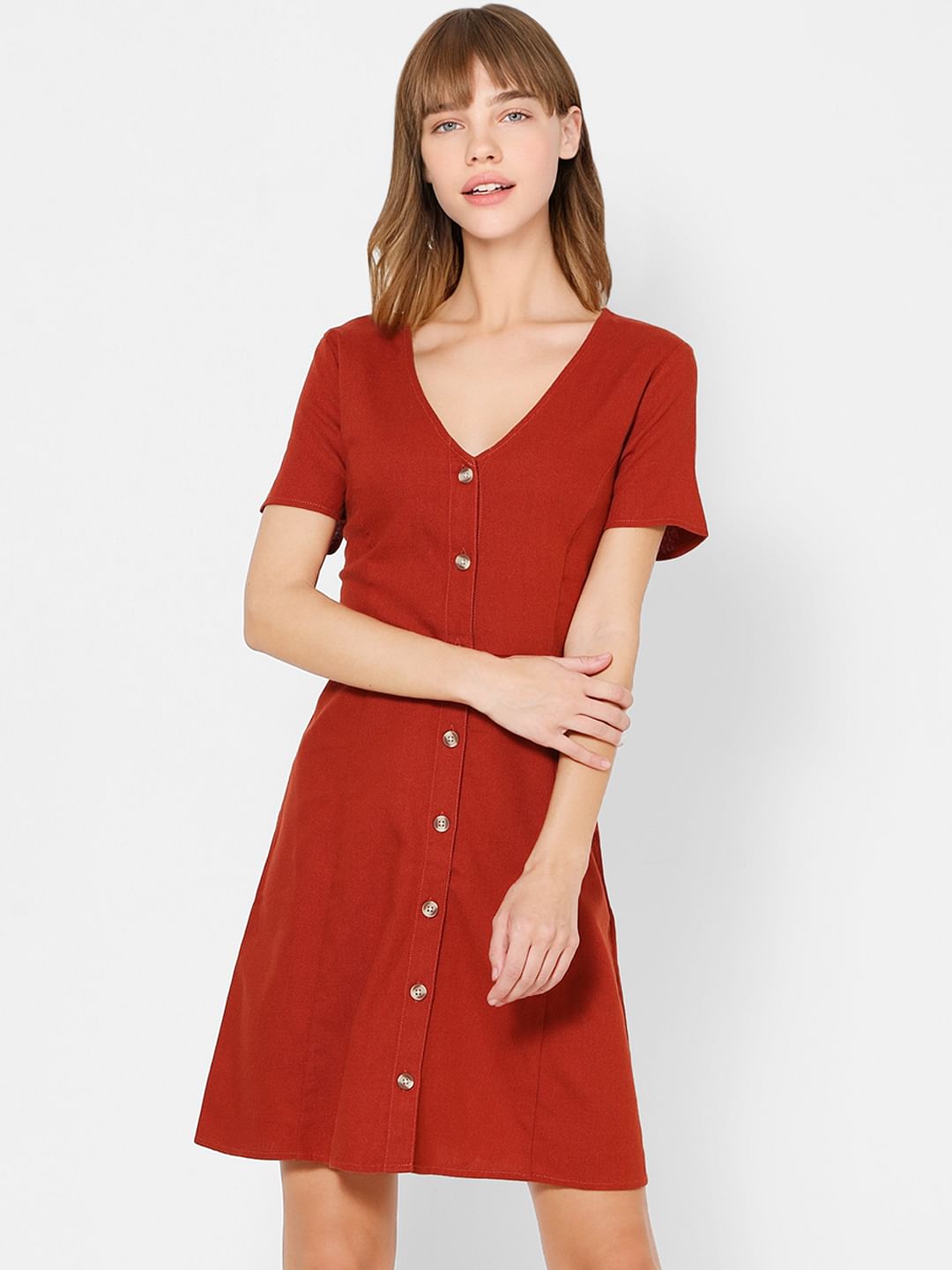 button down flare dress
