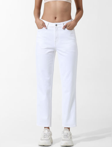 White High Rise Emily Straight Fit Jeans