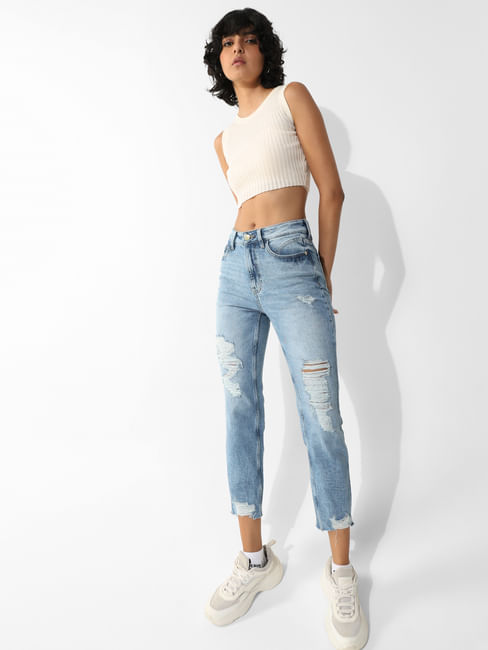 Blue High Rise Erin Distressed Jeans