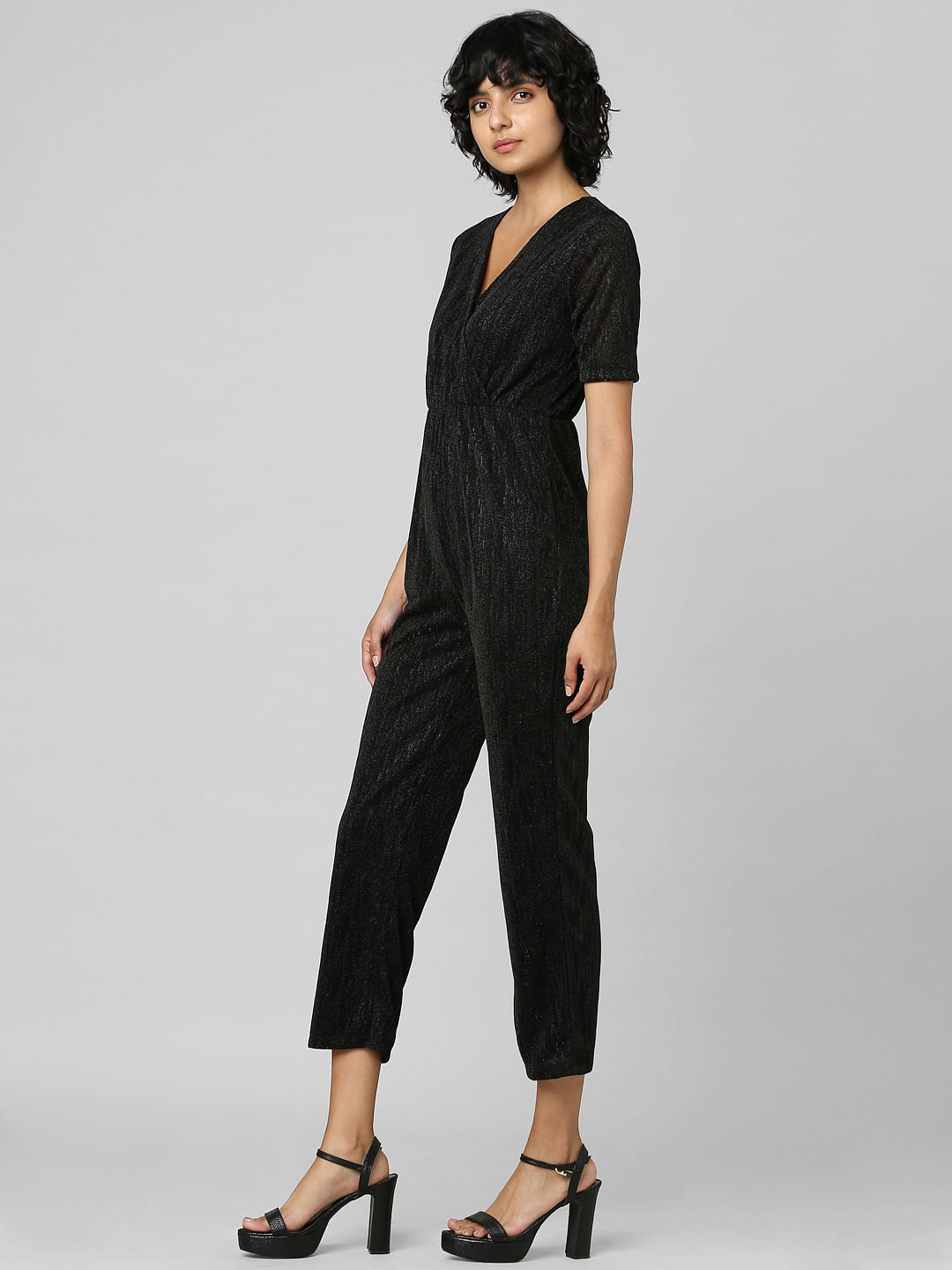 Black best sale shimmer jumpsuit