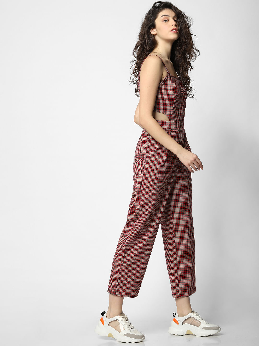 red check jumpsuit