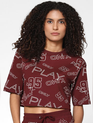 Maroon All Over Print Co-ord Set T-shirt