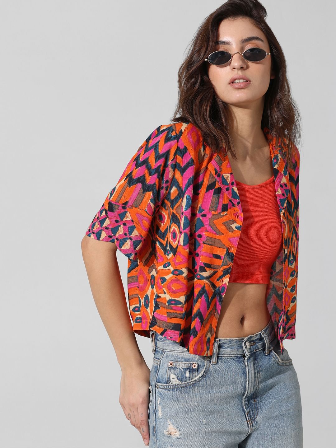 Aztec print 2024 crop top