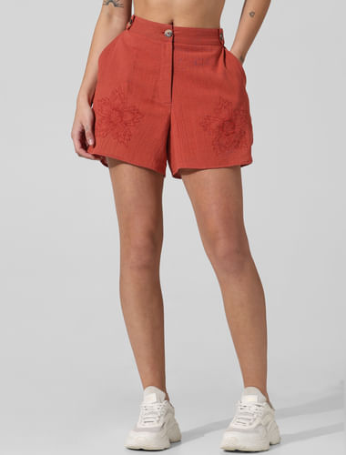 Brown Cotton Co-ord Set Shorts