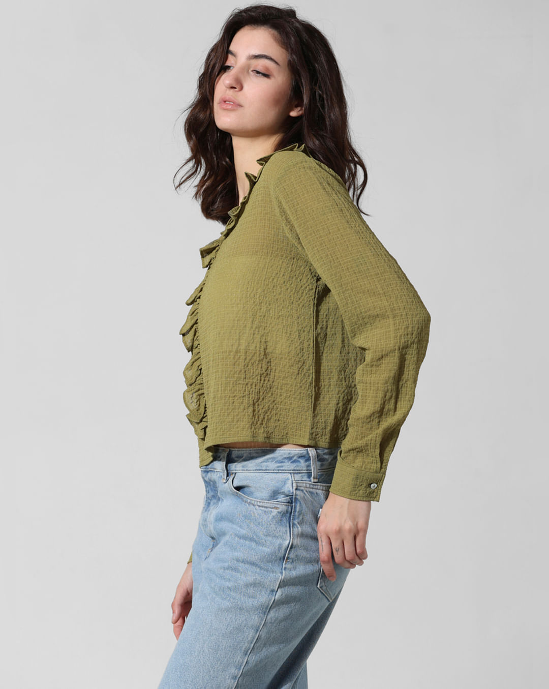 Green Frill Trimmed Top