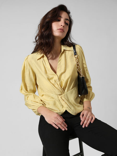 Yellow Knot Detail Shirt