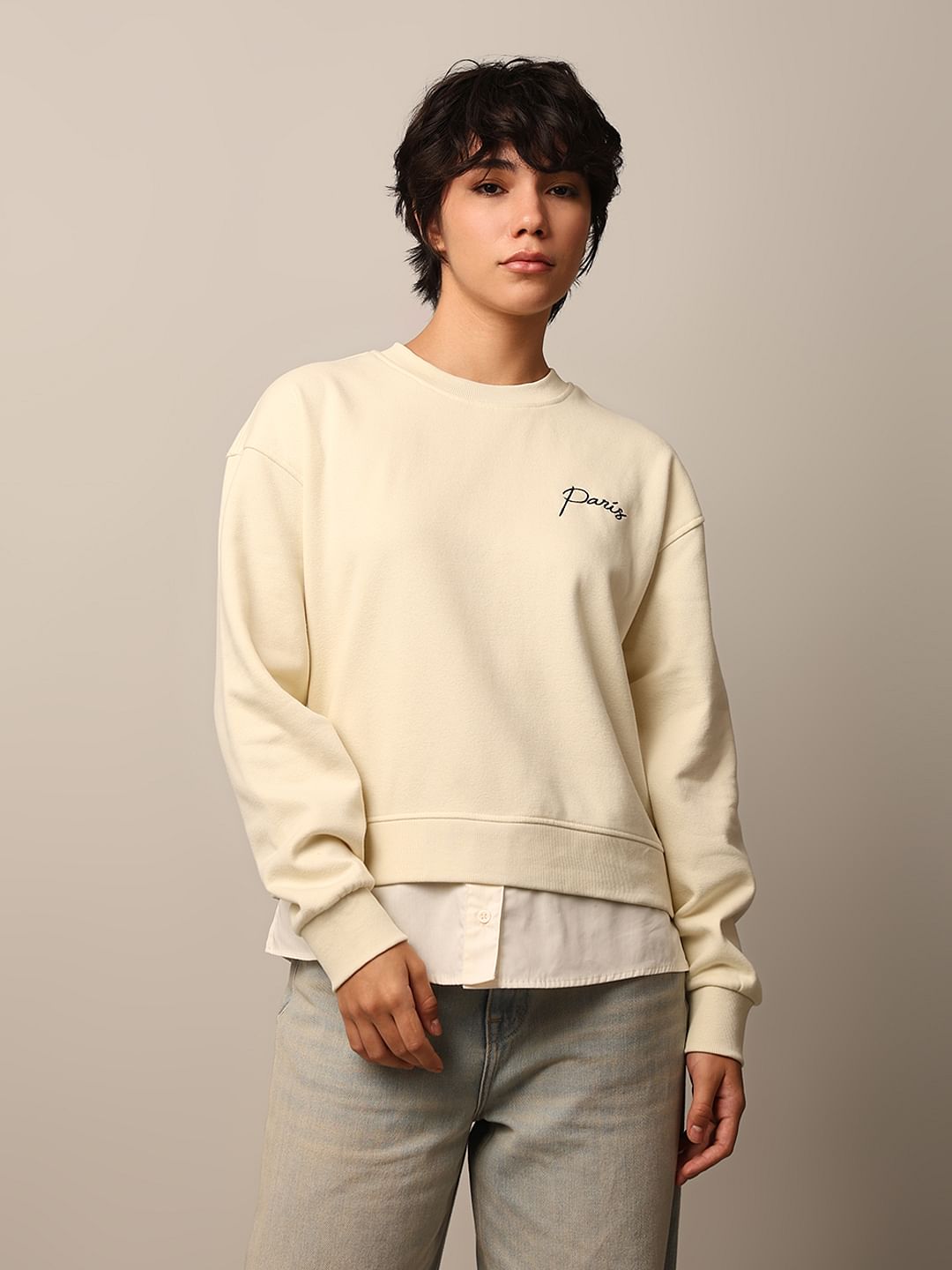 Beige Loose Fit Sweatshirt