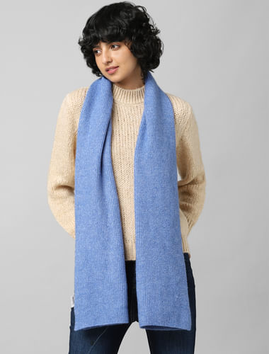 Blue Ribbed Scarf