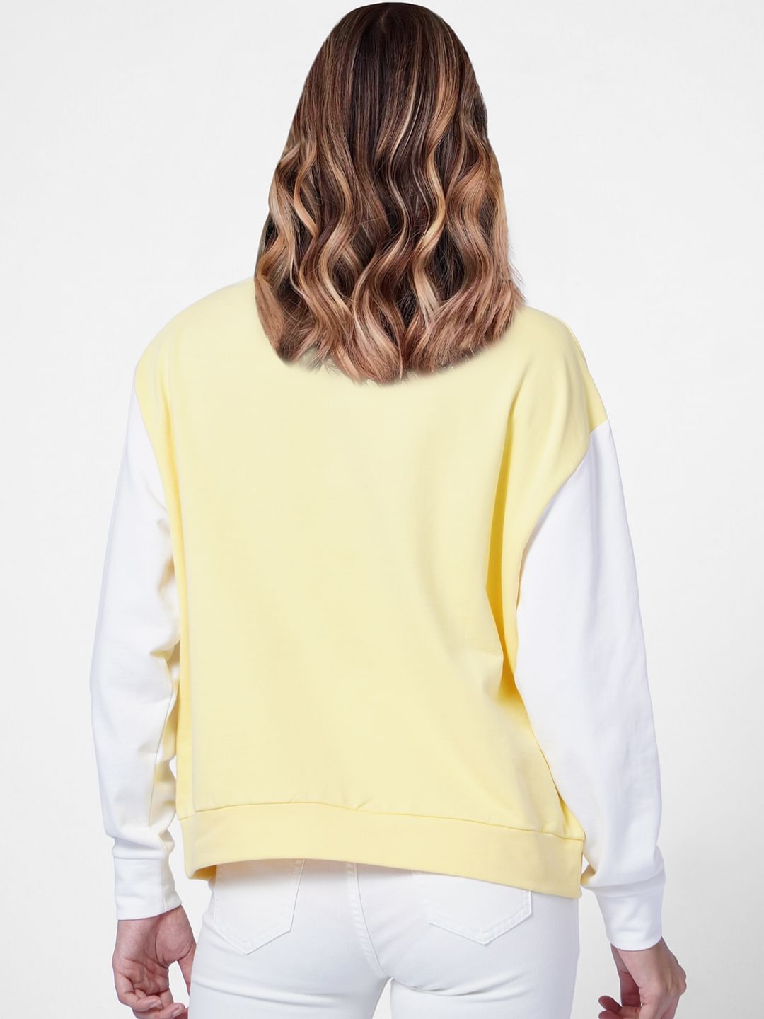 Yellow and white sweatshirt sale