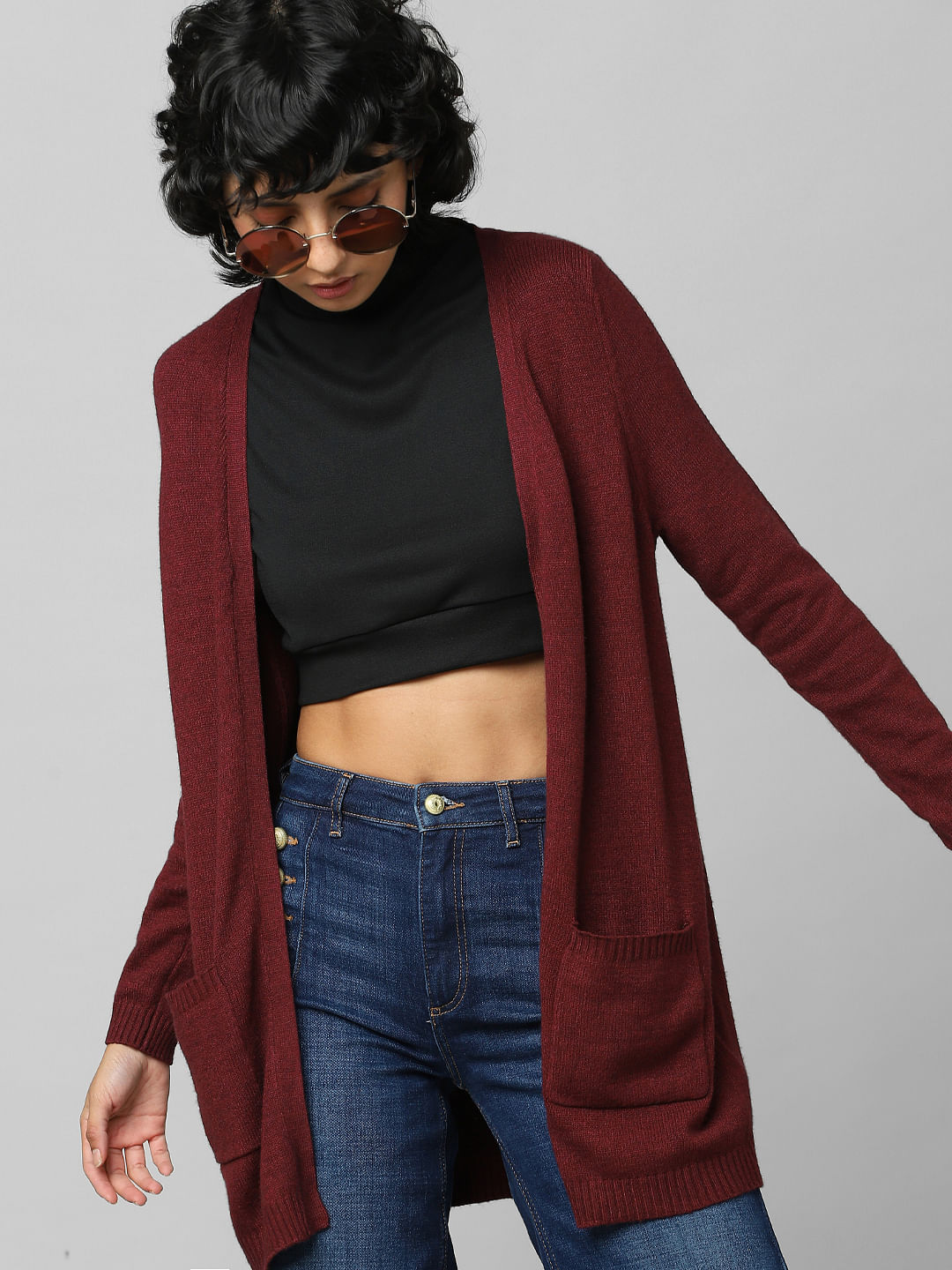 Burgundy 2024 oversized cardigan