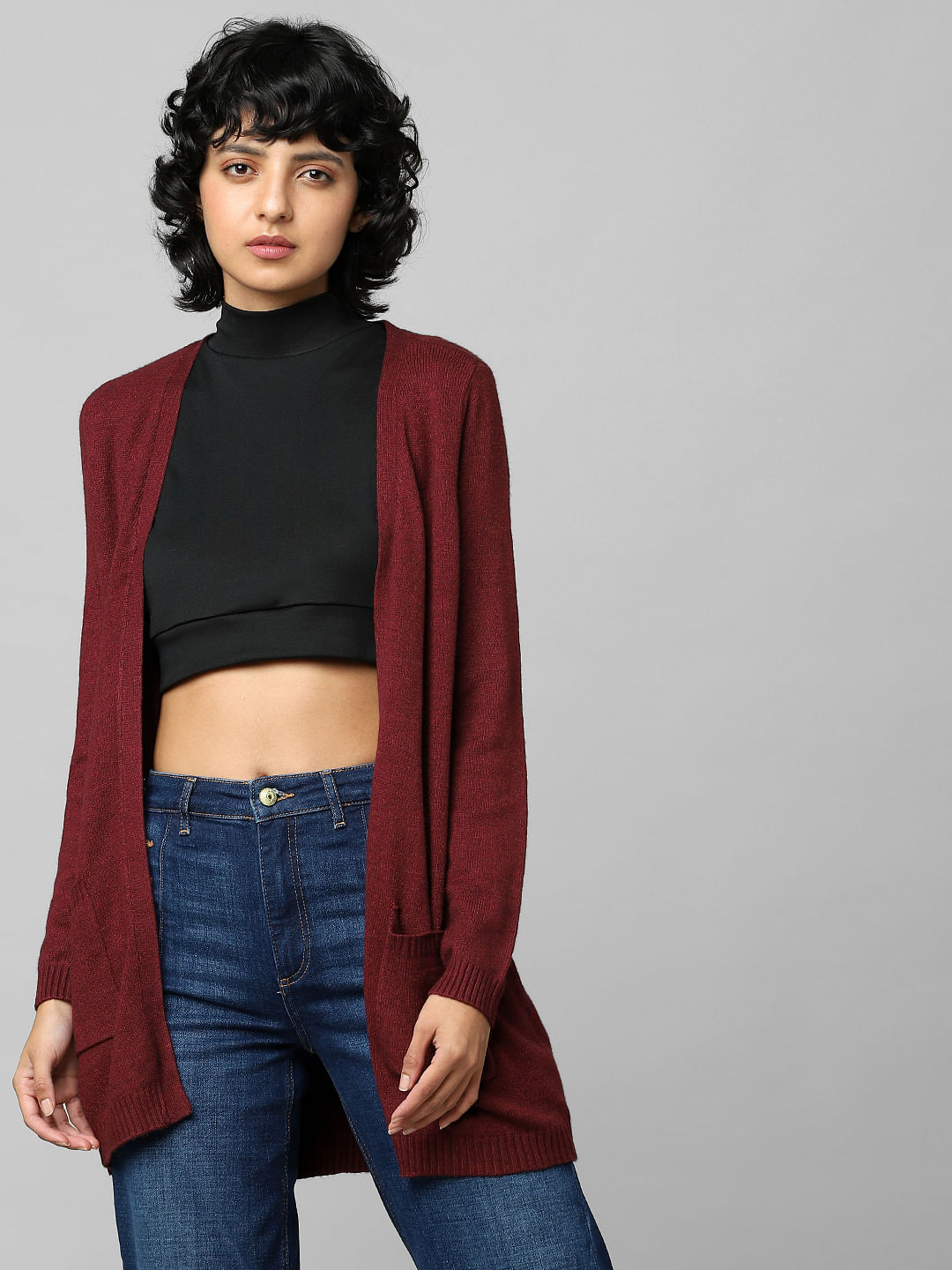 Burgundy on sale long cardigan