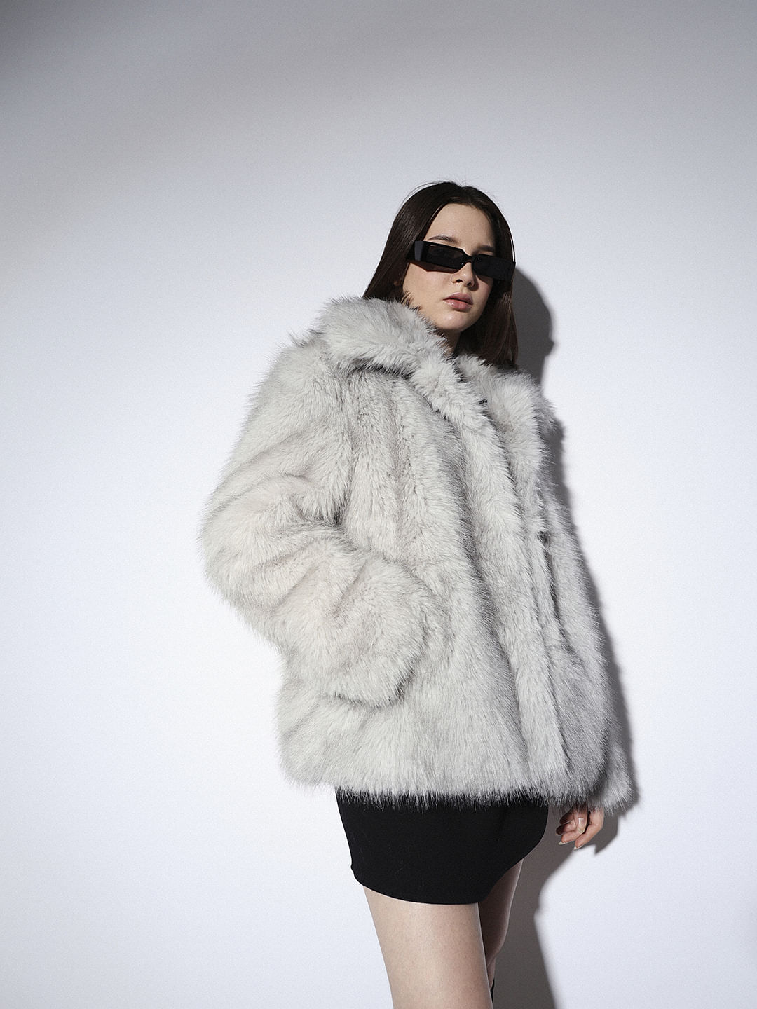 Faux fur fashion coat