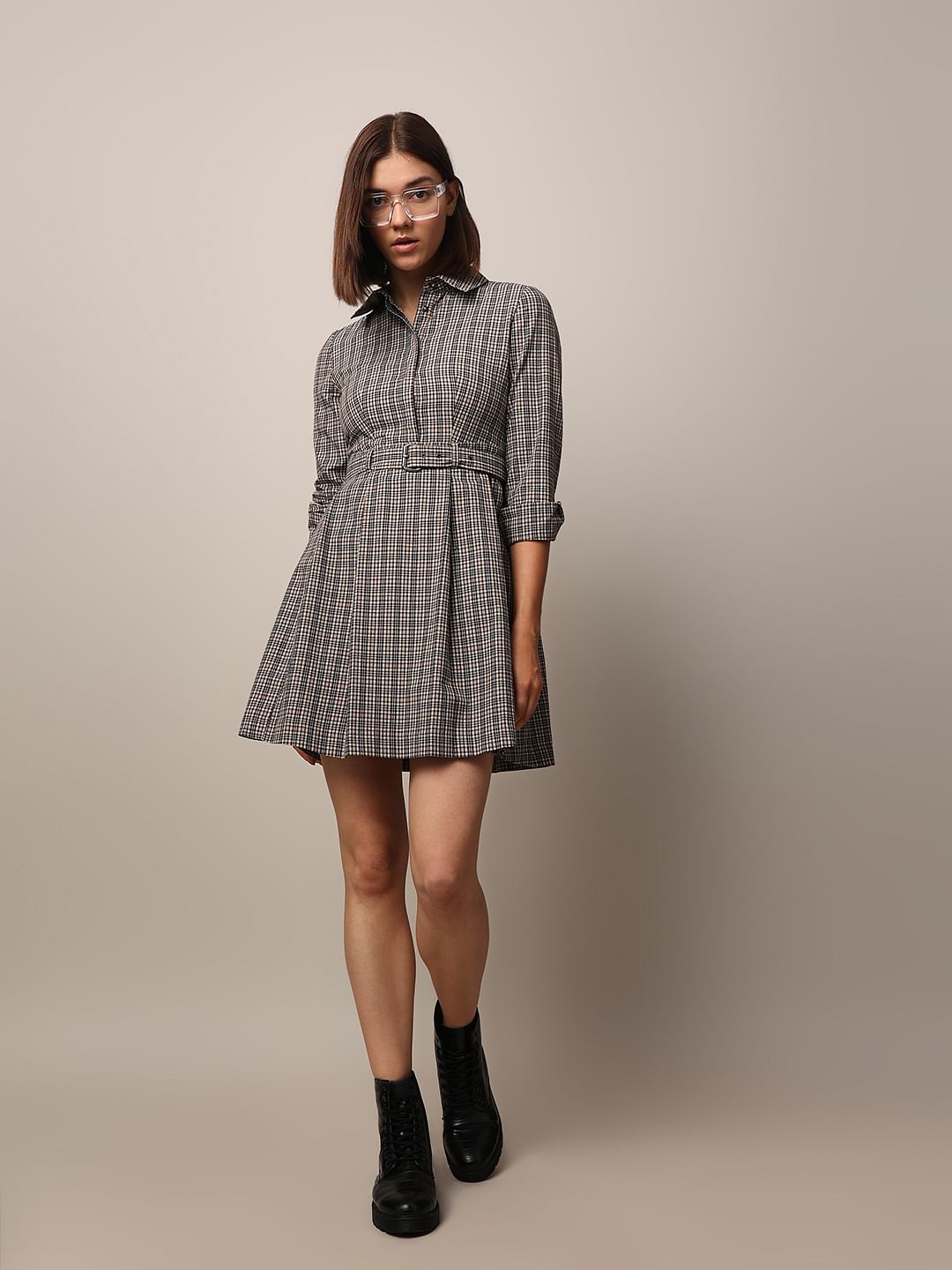 Grey checked dress hotsell