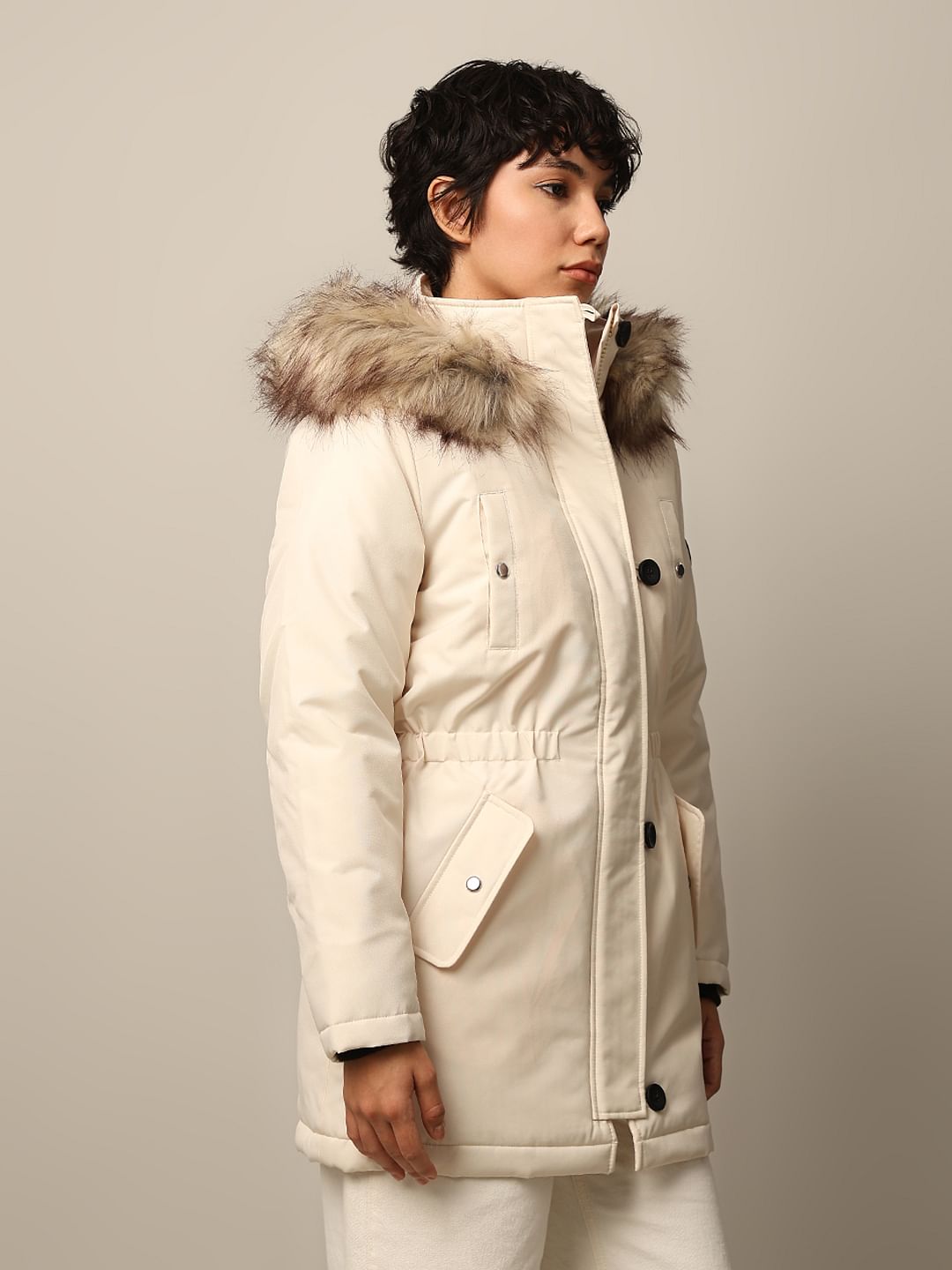 Cream parka jacket best sale