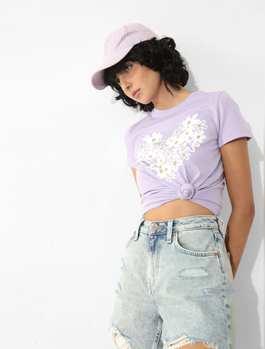 Lilac Floral Print T-shirt