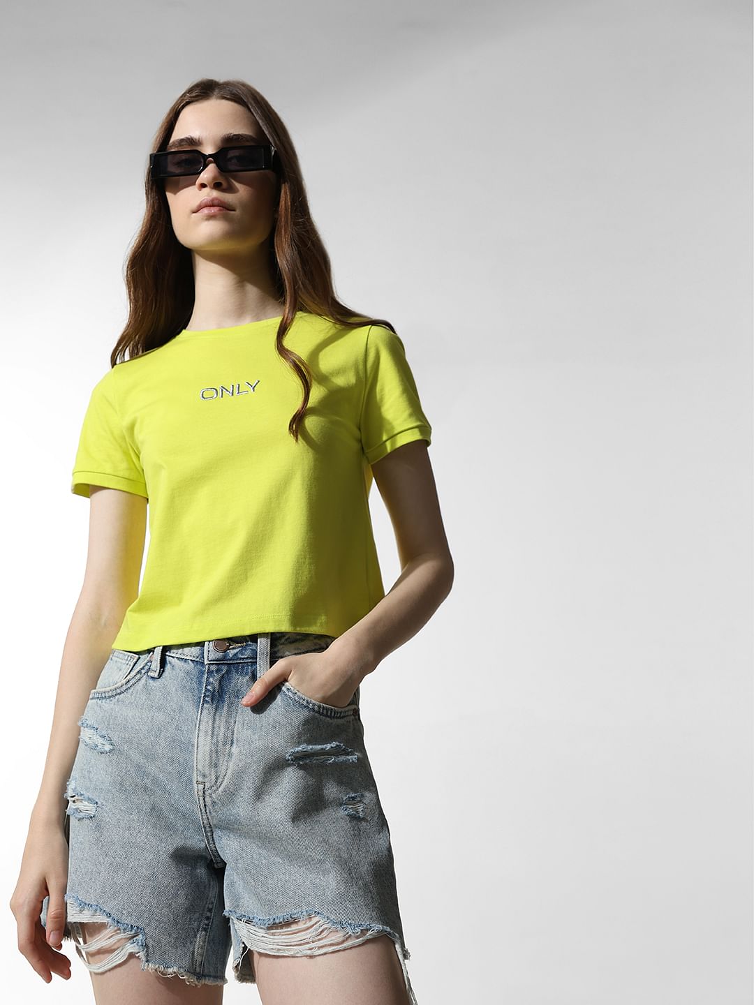 Neon t shirt crop top online