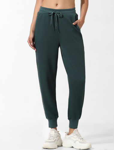 Green Mid Rise Textured Co-ord Joggers