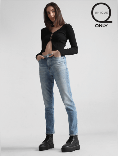 Light Blue High Rise Emily Straight Fit Jeans