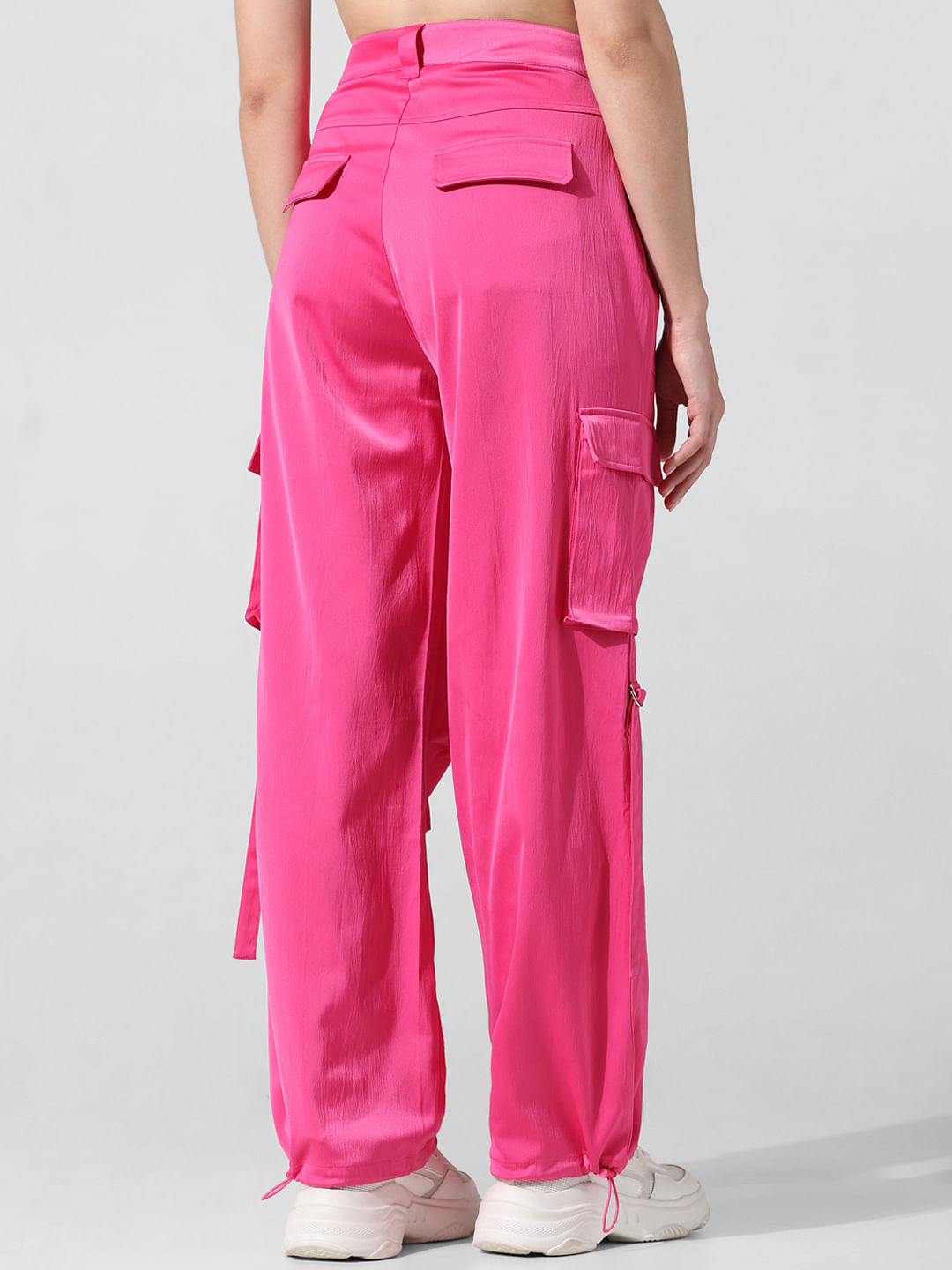 Women's Utility Cargo High Waist Trousers Pink – Styledup.co.uk