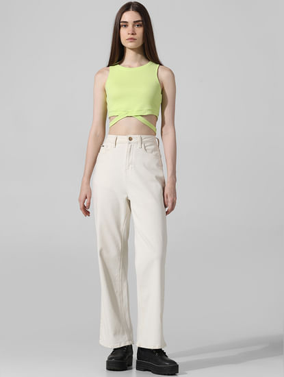 Lime Green Cropped Ribbed Top