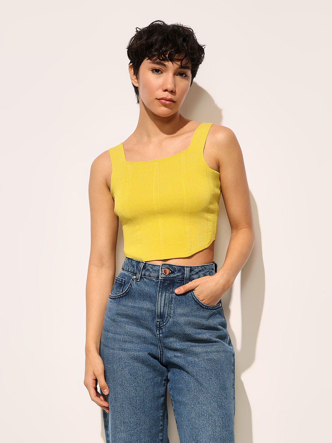 Yellow Short Fitted Corset Top