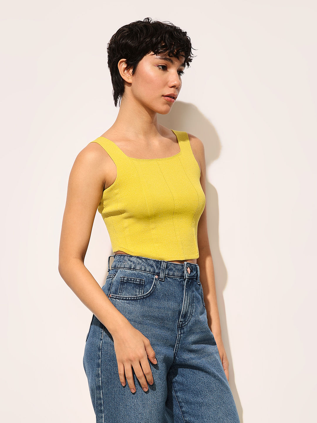 Yellow Short Fitted Corset Top