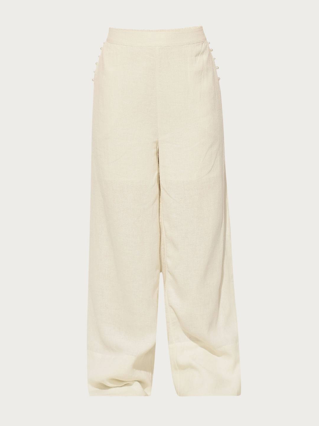 White Linen Pull On Pants|901396901-Cloud-Dancer White Linen Pull On Pants|901396901-Cloud-Dancer