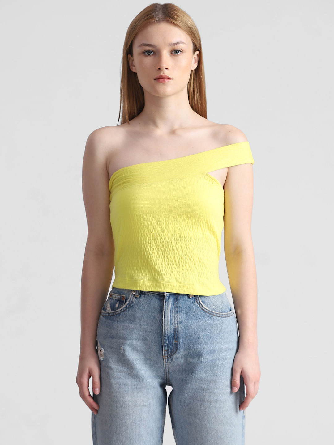 Bright yellow off the shoulder top hotsell