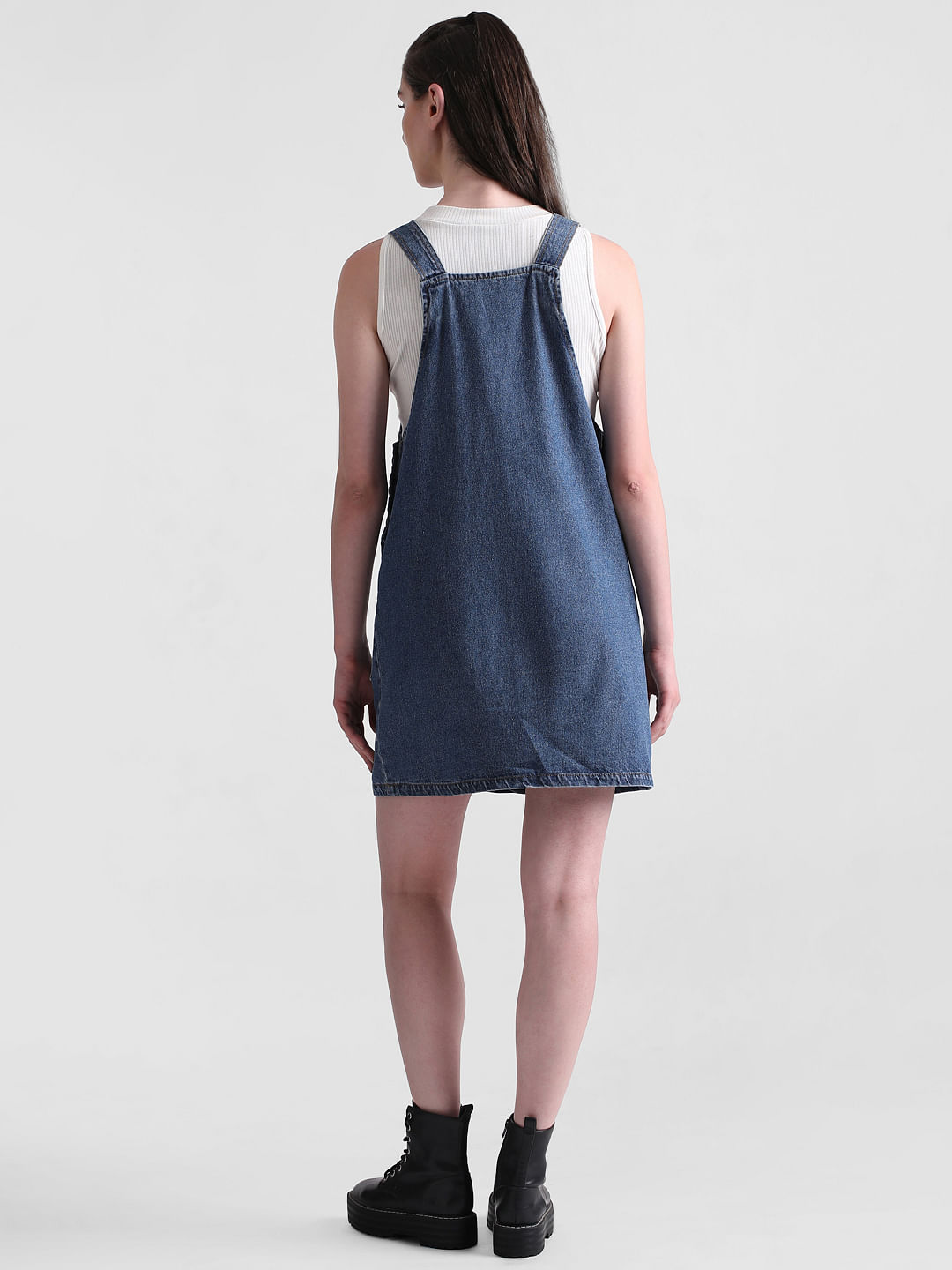 SHEIN SXY Flap Pocket Overall Denim Dress Without Tube Top | SHEIN USA