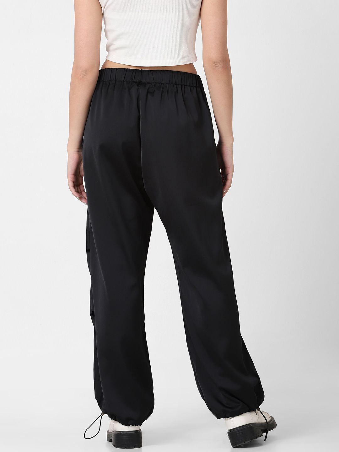 Bewakoof Trousers and Pants  Buy Bewakoof Womens Black Elastic Waistband  Cargo Pants Online  Nykaa Fashion
