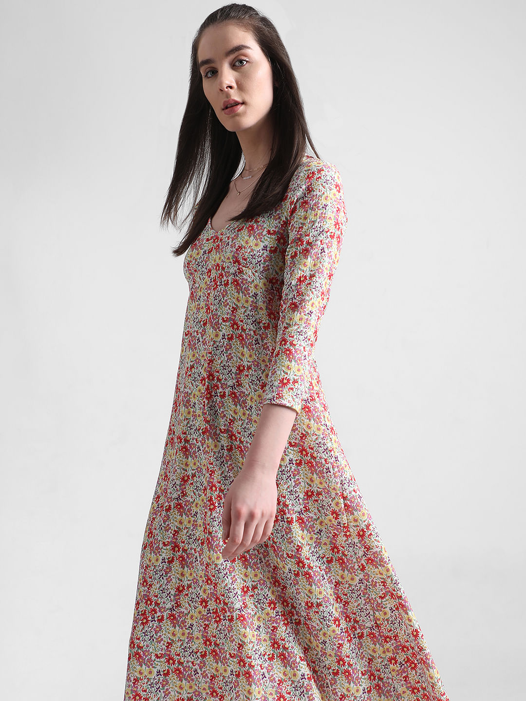 Women's Long-Sleeve Squareneck Midi Dress | Women's Clearance |  Abercrombie.com