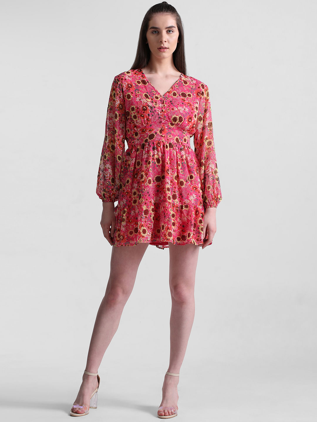 White and red floral dress by Prints Valley | The Secret Label
